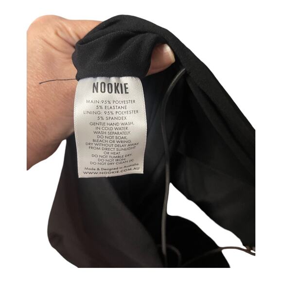 Nookie Adorn Midi Dress Mesh Panel Beaded Crystal Embellished Black Size XL - Picture 12 of 15